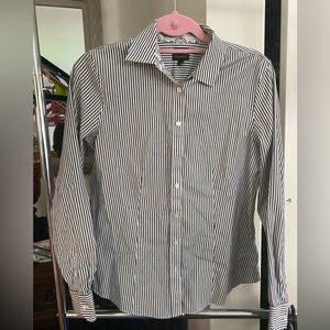 Talbots navy and white button down, size 6